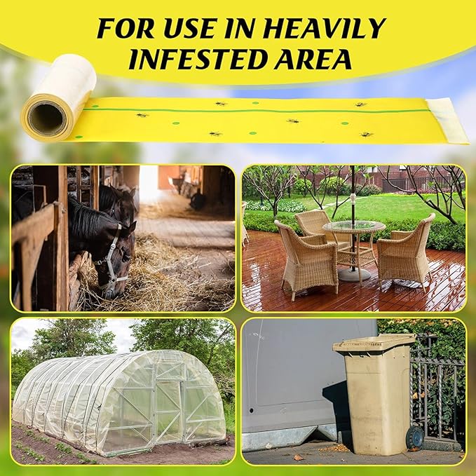 12 Rolls (30 Feet Each) Spotted Lantern Fly Tree Trap Outdoor Fruit Fly Sticky Strips Paper Ant Insect Sticky Barrier Tree Trunk Wraps to Protect Trees Plants Lawn Garden(Yellow and Green)