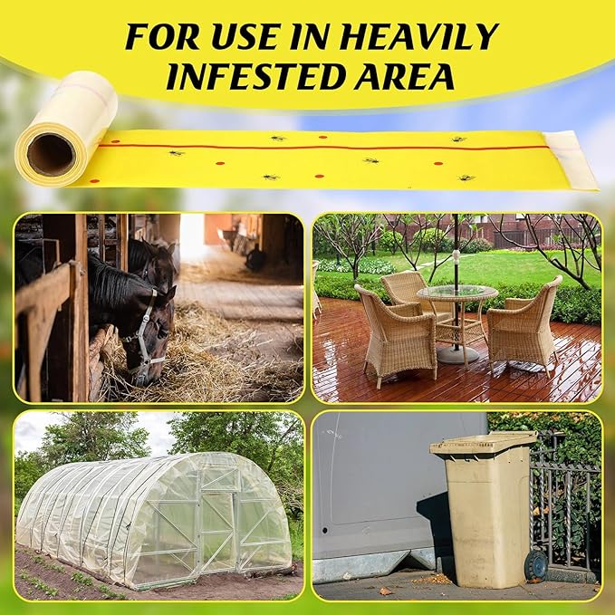 12 Rolls (30 Feet Each) Spotted Lantern Fly Tree Trap Outdoor Fruit Fly Sticky Strips Paper Ant Insect Sticky Barrier Tree Trunk Wraps to Protect Trees Plants Lawn Garden(Yellow and Red)