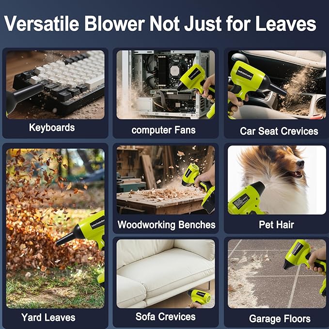 2026 Brushless Leaf Blower Cordless for Ryobi 18V Battery Lightweight Electric Handheld Mini Blowers with 5 Attachments Stepless Speed for Short Quick Precision Cleanup Tasks (No Battery)