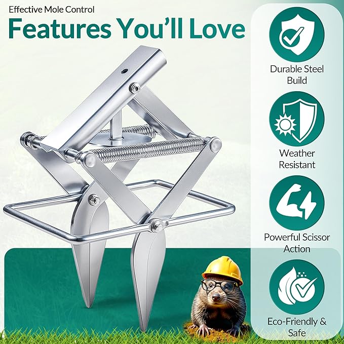 2 PCs Mole Traps Scissors Reusable Silver Galvanized Steel Scissor Trap for Outdoor Lawn Use &amp Garden Easy to Use Design Ensures Quick Capture of Moles Gophers
