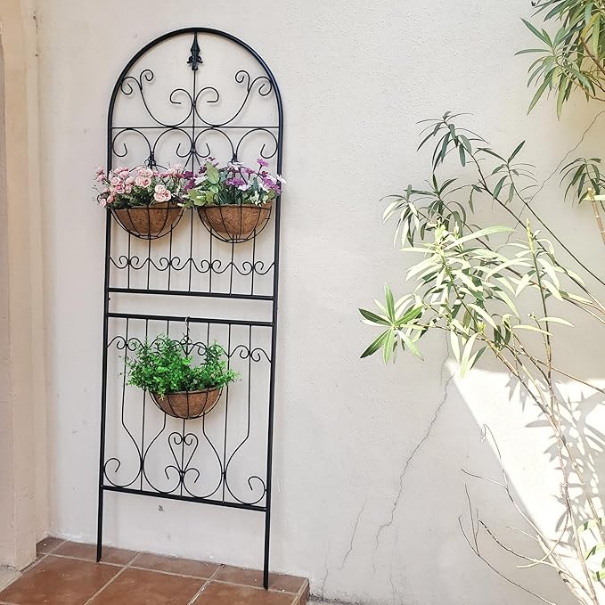Trellis for Climbing Plants 70.8 H x 24.5 W Metal Premium Quality Material Rust-Resistant Climbing Frame Stylish Garden Addition Outdoor Roses Vine Ivy Clematis Trellises Black 1 Pack