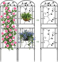Garden Trellis for Climbing Plants 2 Pack 71x20 in Metal Lattice Panel with Black Coating Tall Climbing Support for Rose Vines Clematis Flowers Vegetables Fruits - Plant Trellis Outdoor