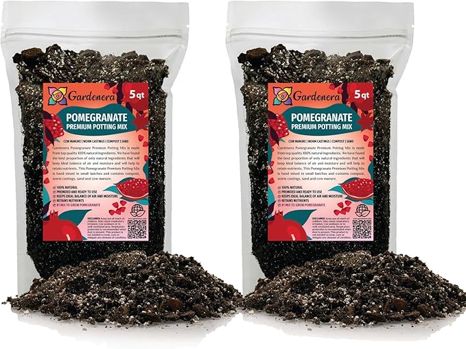 Gardenera Premium Pomegranate Potting Soil Mix - Ideal Nutrient Blend for Growing Robust Flavorful and Bountiful Pomegranate Trees - 1 Quart