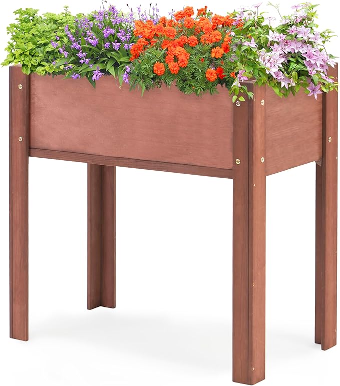 31x16x31 inch Raised Garden Bed with Legs Elevated Wooden Planter Box for Outdoor Plants Flowers Fruits Vegetable Herb Growing