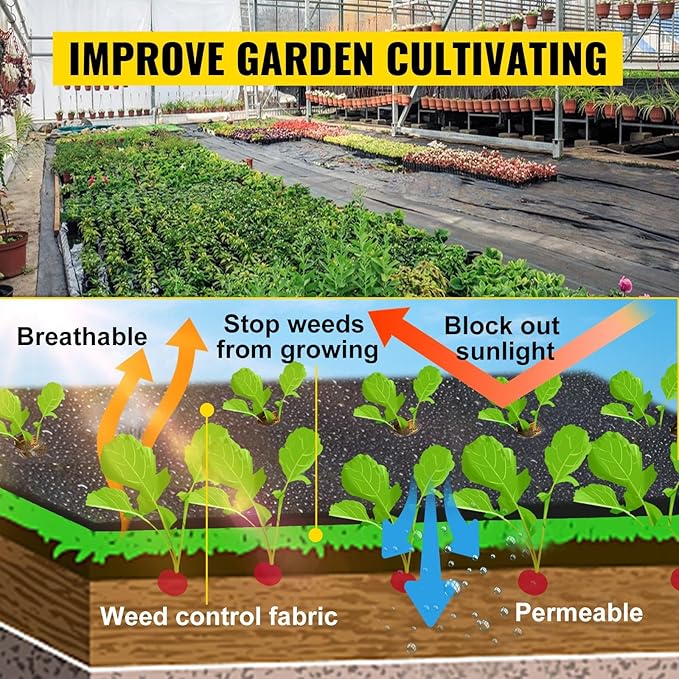Premium Weed Barrier Fabric 2 * 3FT 300FT Heavy Duty 2.4OZ Woven Weed Control Fabric High Permeability Good for Flower Bed Geotextile Fabric for Underlayment Polyethylene