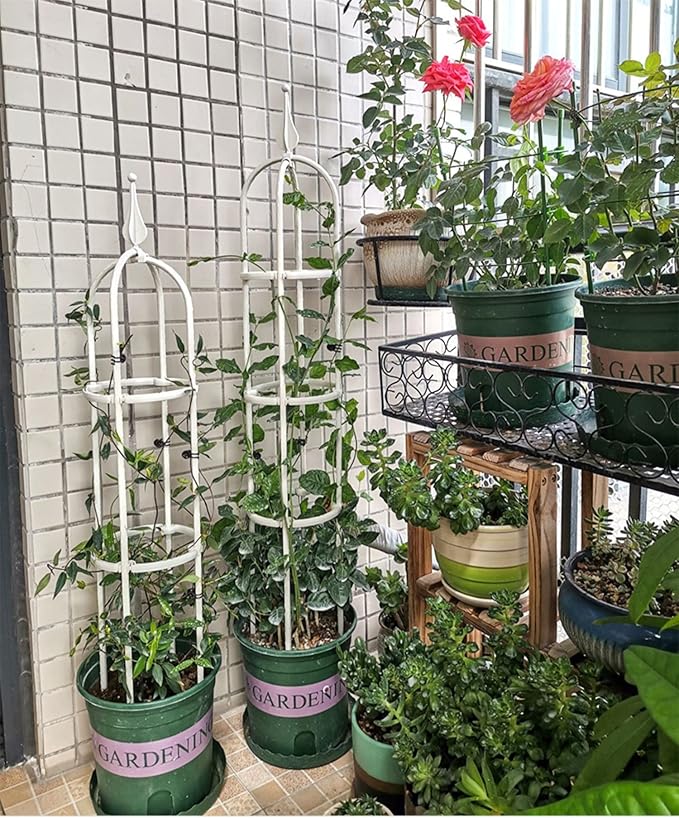 Garden Trellis for Climbing Plants Plant Support Cage Tower Obelisk Plant Support Indoor Potted Plant Plant Trellis for Climbing Vines Tomato Flower Vegetable Rose