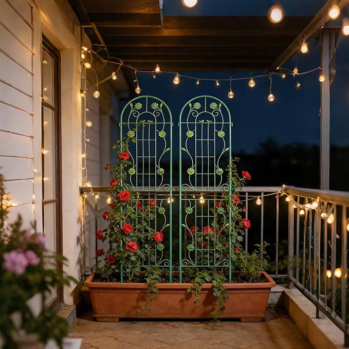 2 Pack Large Garden Trellis 86.7 H x 19.7 W Heavy Duty Rustproof Green Iron Plant Trellis for Potted Plant Support Metal Climbing Rose Trellis Vine Vegetable Cucumber