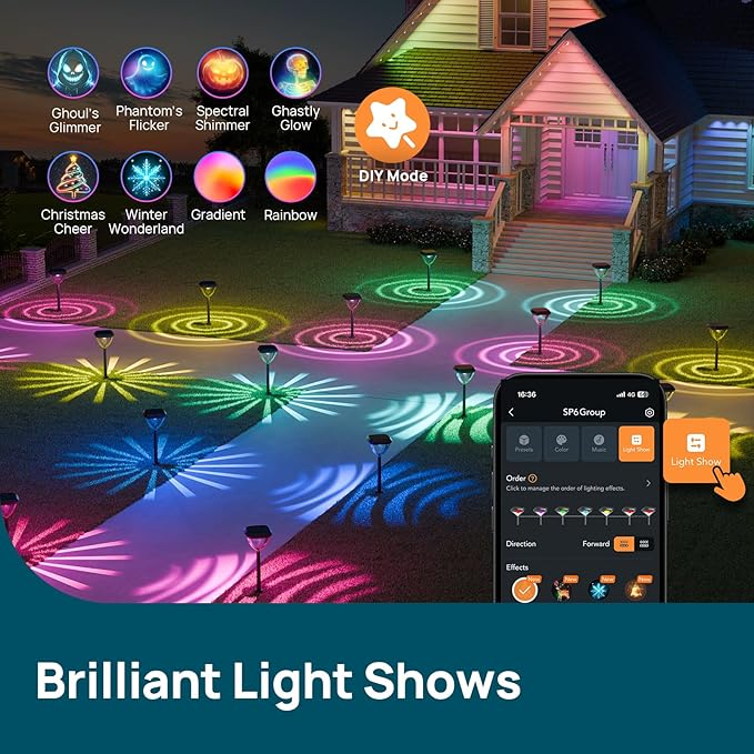 Linkind RGB Halloween Spotlights with Smart Solar Pathway Lights SP6