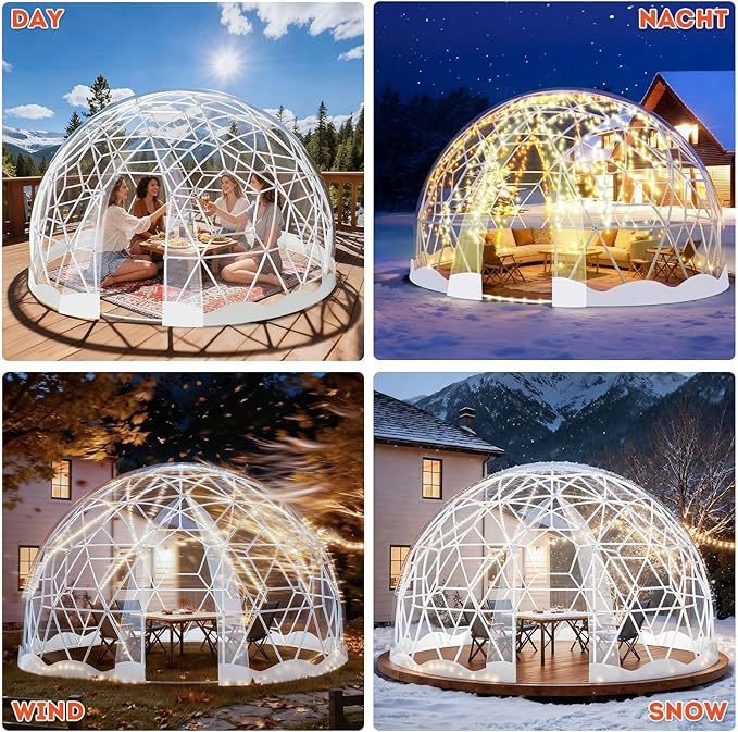 Garden Dome Tent 9.6/12/15 ft Outdoor Clear Bubble Tent for 2-8 Person All-Weather Geodesic Dome Greenhouse with Window &amp Door PVC Transparent Tent for Patio Camping Party