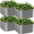 4 PCS Galvanized Raised Garden Bed Outdoor Metal Garden Bed for Vegetables Above Ground Garden Box for Flower Steel Raised Beds for Gardening - 2FT