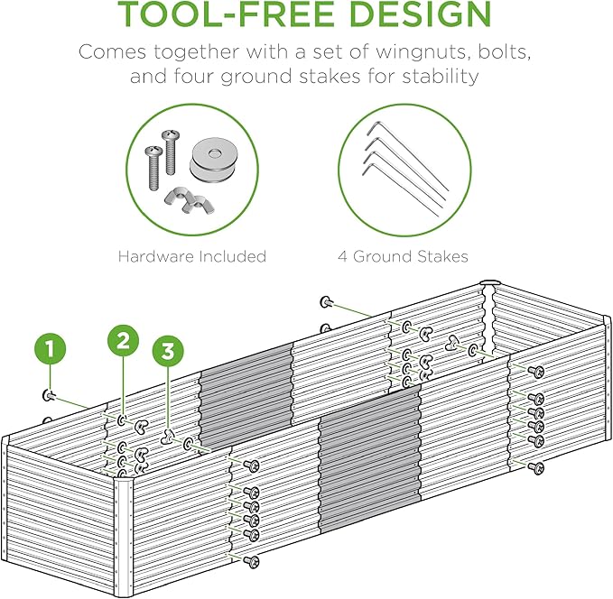 Best Choice Products 8x2x2ft Raised Outdoor Metal Garden Bed Deep Root Box Planter for Vegetables Flowers Herbs 240 Gallon Capacity 100% Non Toxic Materials - Dark Green