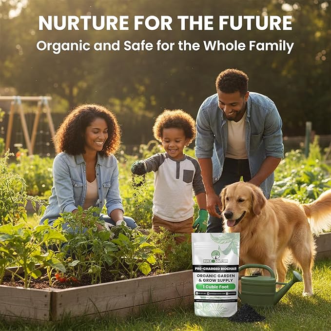 BuildASoil Pre-Charged Biochar Organic Soil Amendment for Plants No-Till Friendly Clay Soil Conditioner with Perlite for Gardening and Horticultural Charcoal Blend 1 Cubic Foot Pack
