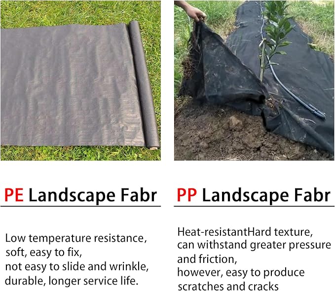 Weed Barrier Fabric 6x300ft Polyethylene Weed Block Fabric Long-Term Use Flexible Breathable Water Permeable 3.2oz Premium Heavy-Duty Gardening Landscape Fabric