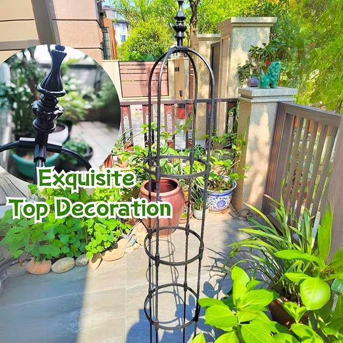 Garden Trellis for Climbing Plants Garden Obelisk Trellis 2 3 4 5 6 Ft Tower Obelisk Frame Multi-Use Plant Support Shelf Outdoor Potted Plant Support Vertical Supports Vines Rose(Black25 x 90cm/0.8