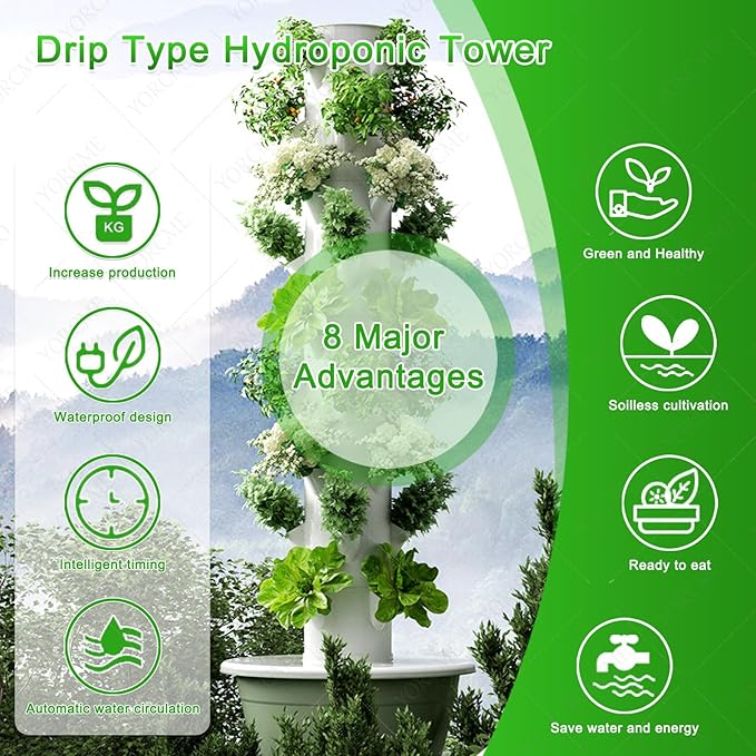 Indoor Herb Tower Hydroponics Growing Systems Hydroponic Setup Garden Detachable Colonization Cups Home Garden Farm Greenhouse A(36Pots)