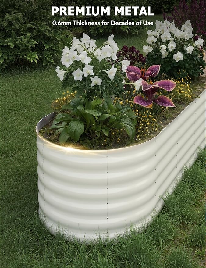 2Pcs 8x2x1.5ft Raised Garden BedGalvanized Raised Planter Boxes Outdoor with Easy Assembly Large Garden Bed for Vegetables Fruits FlowerRaised Garden BedBeige