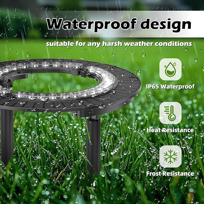 Solar Palm Tree Light Wireless Landscape Warm White Tree Ring Uplight Solar Powered12000 mAh &amp 32 LEDs Outdoor Yard Lighting 3000K Solar Powered Flood Lights for Large Tree Yard Garden