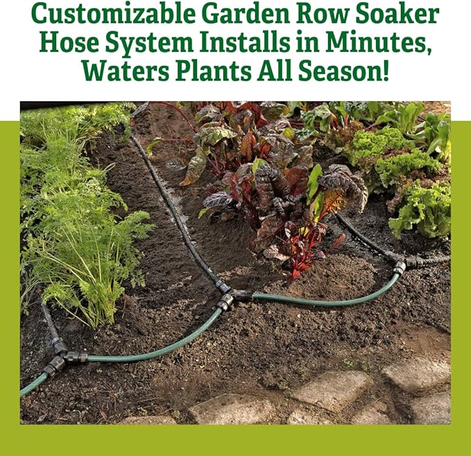 Gardener's Supply Company Snip-n-Drip Irrigation Kit | Outdoor Customizable Self-Watering Sprinkler Soaker Hose System | Supplys 4 25 Foot Garden Rows