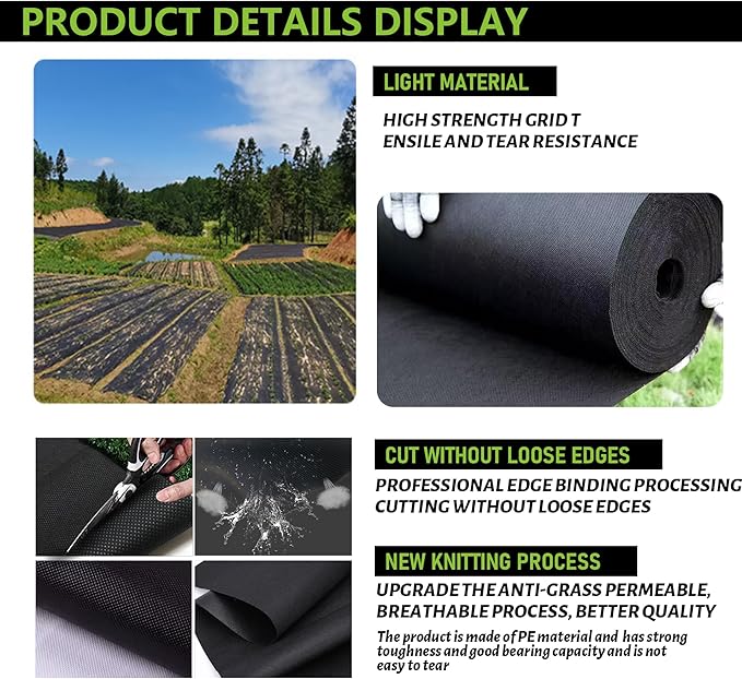Heavy Duty Weed Barrier Landscape Fabric 3.2OZ Non Woven Geotextile Fabric Weed Blocker FabricLayered Weed Control Mat for Gardening Landscaping &amp Ground CoverBlack (3x180FT)