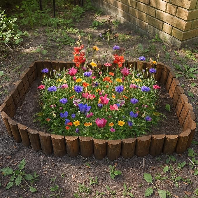 Wood Garden Edging Half Round Natural Wooden Solid Log Fence Border Decorative for Flower Bed Barriers and Landscape Fencing (7.8 H x 47 L 6 Pack)