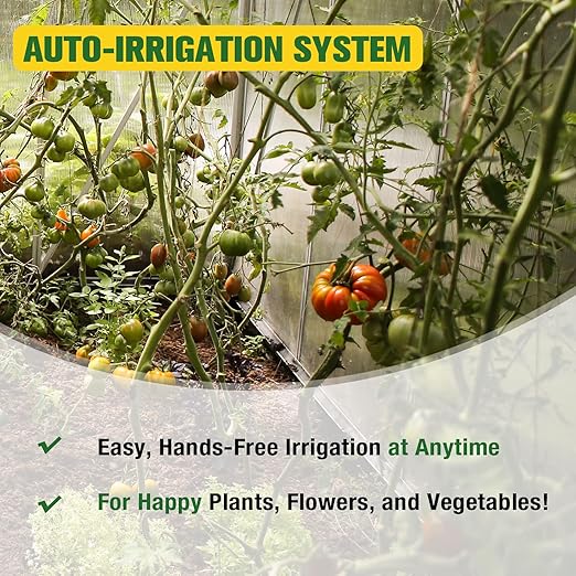 EAGLE PEAK 131 ft Automatic Drip Irrigation Kits DIY 1/4 Distribution Tubing Hose Adjustable Nozzle for Lawn Greenhouse Raised Bed Patio
