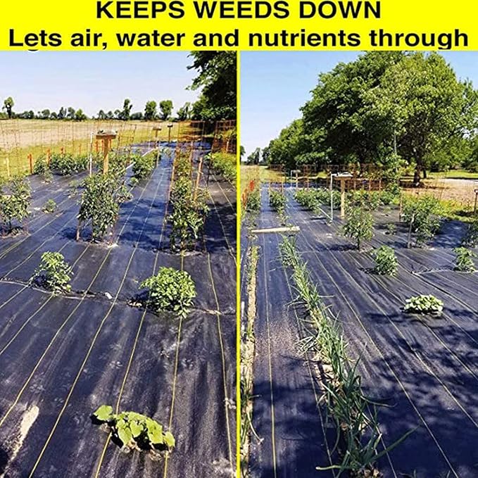 Weed Barrier Fabric PP Material Premium Garden Landscape Fabric for Flower Bed Yard Heavy Duty Ground Cover with Green Guide Strip Helps Align Plants Ultra Thick (Size : 1.5x200m/5x656ft)