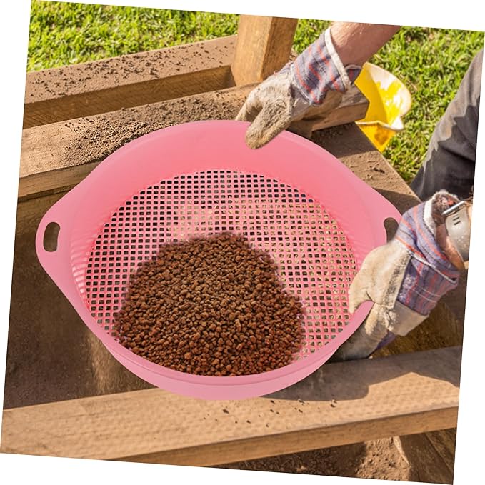 Sosoport 4pcs Heavy Duty Garden Soil Sifter Mesh Sieve for Rocks Debris Removal Extra Sifting Pan for Gardening
