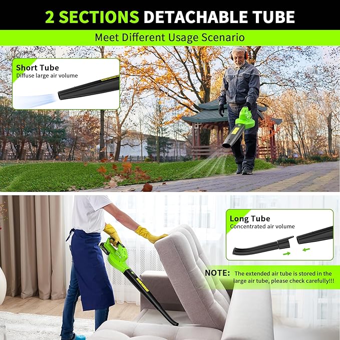 Leaf Blower Cordless 20V Electric Blower with 2 X 2.0Ah Batteries and Fast Charger 3 Speed Control Handheld Lightweight Leaf Blower for Lawn Care Patio Garden Cleaning etc