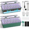 BlumWay 120-Cell Self-Watering Seed Starter Tray with Grow Light 1-24H Timer Seed Starter Kit with 4.02 Humidity Dome Seedling Tray for Indoor Plant Starter Plant Germination Trays-Green