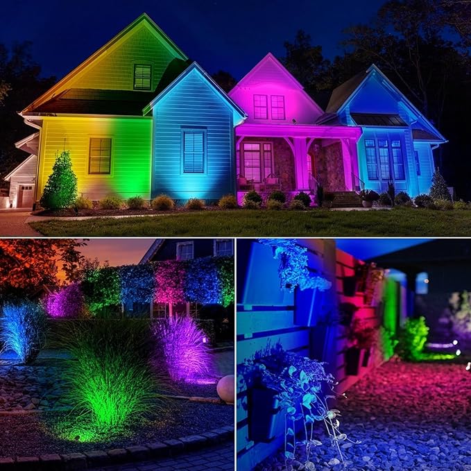 12W RGBW Low Voltage Landscape LightsColor Changing Outdoor Landscape Spotlights12V/24V Garden Tree Uplights for Yard Pathway Patio with Remote8PACK