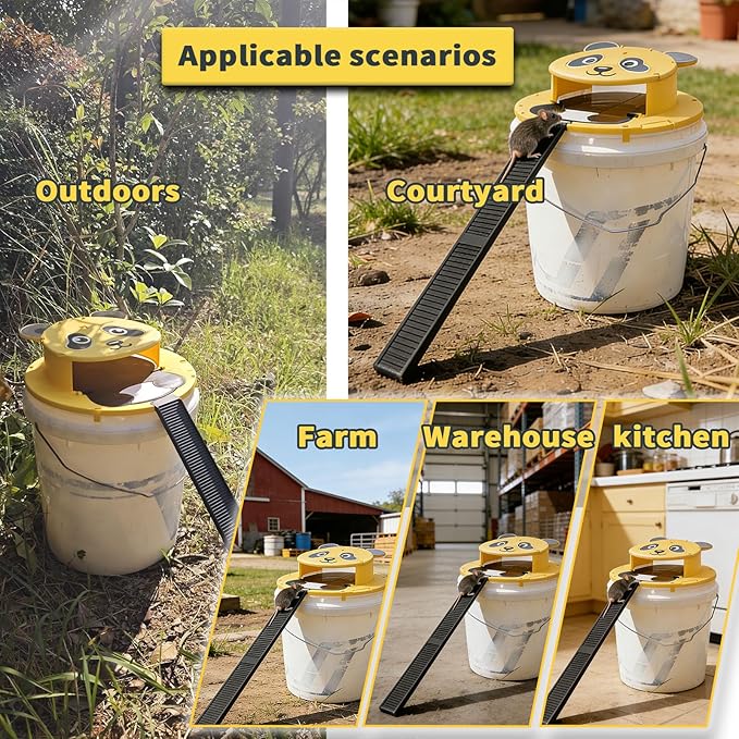3 Packs Mouse Trap BucketAutomatic Reset Flip Mouse Traps Humane Rat Traps Indoor &ampOutdoor Use5 Gallon Bucket CompatibleReusable Mice Catching Tool