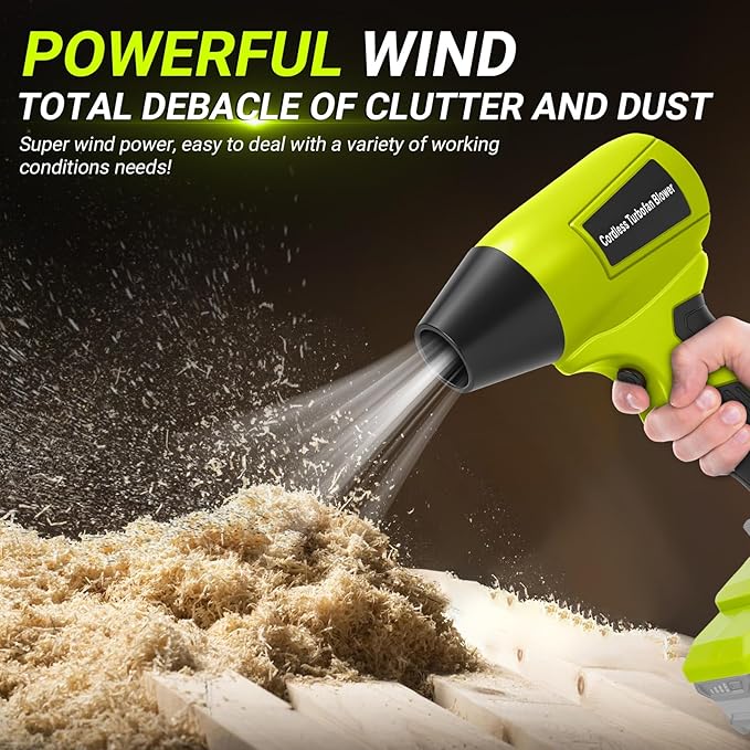Handheld Leaf Blower for Ryobi 18V Battery 130000 RPM Brushless Cordless Blower with 5 Nozzles Variable Speed Lightweight Blower for Indoor and Car Interior Cleaning Tasks (No Battery)