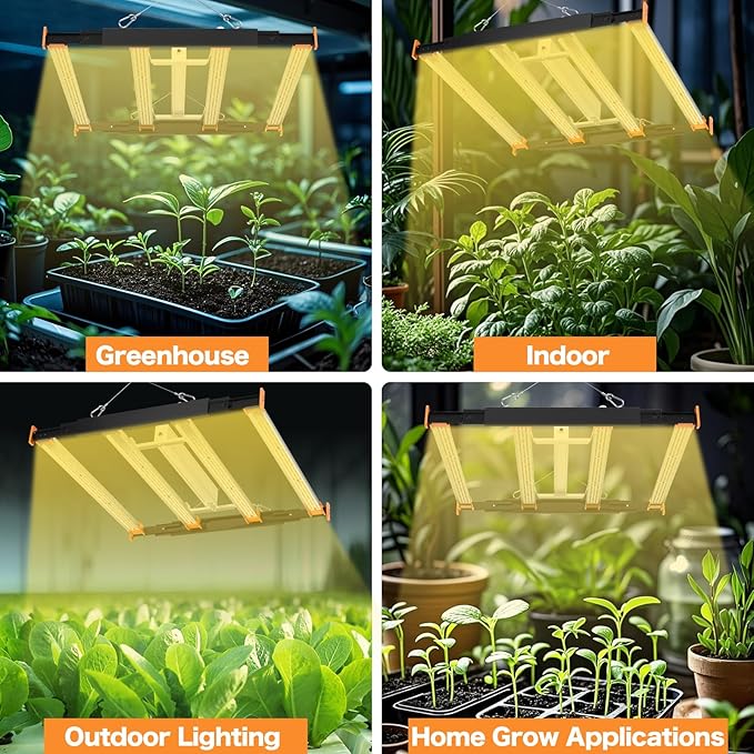 320W LED Grow Light 3x3ft Coverage Full Spectrum Daisy Chain Growing Light Dimmable &amp Retractable Bar Style Grow Lamp for Indoor Plants Greenhouse Vegetable Flower