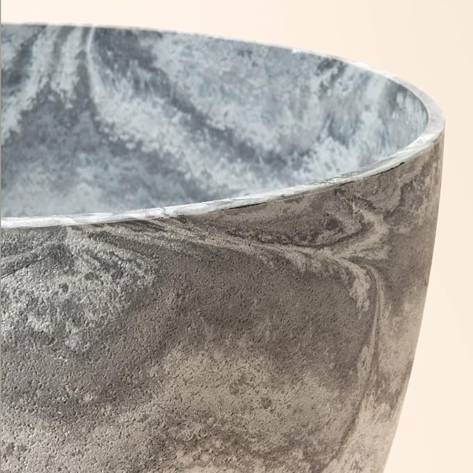 LA JOLIE MUSE 14.2/11.3/8.6 Inch Round PlanterIndoor/Outdoor Large Planters Set of 3Grey Plant Container with Drain HolesTree Flower Plant Pots for Patio and Deck