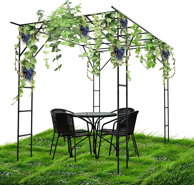 118'' L x 79'' W x 90.5'' H Grape Vine Trellis - Large Outdoor Garden Arch Trellis Plant Climbing Pergola Used for Arbour Gazebo Trellis for Backyard Decoration