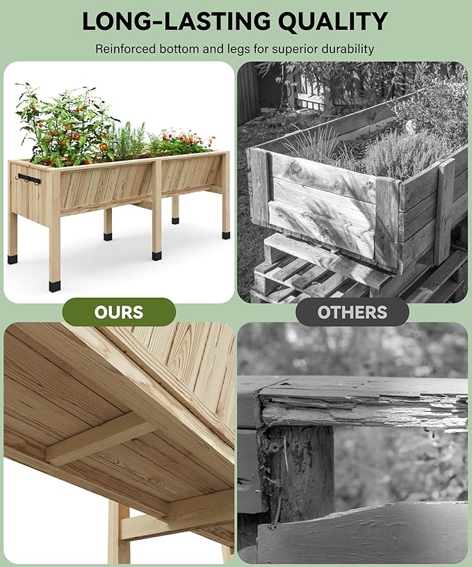 Wood Plant Growing Bed Large with Hook - Raised Garden Bed