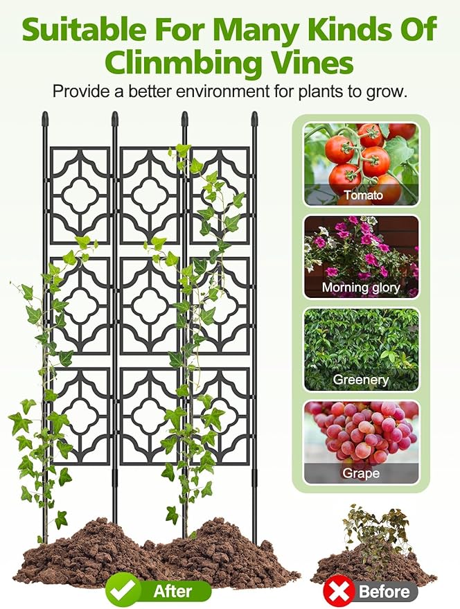 5FT Garden Trellis for Climbing Plants 3 Set Plastic Screen Garden Trellis Cucumber Grow Trellises Plant Grow Support for Potted Plant Outdoor Indoor Fruits Vegetable
