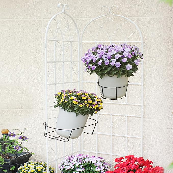 2 Pack Metal Garden Trellis 71 x 19.7 Inches Rustproof Powder-Coated Climbing Plant Support for Roses Cucumbers Peas Ivy Jasmine and More – Cream White