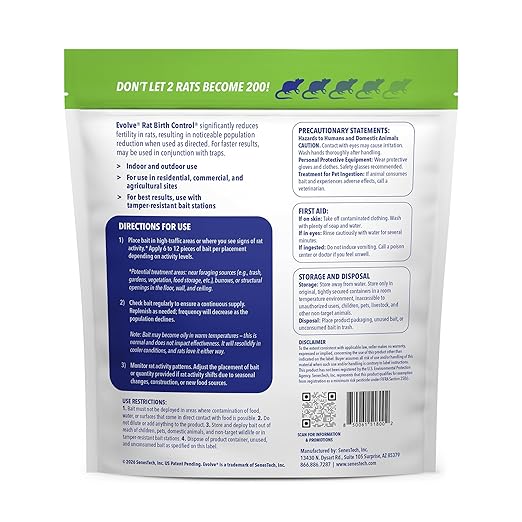 Evolve Rat Birth Control Soft Bait Sausages – 3 lbs | Scientifically Proven Rat Population Control | Not a Poison Long-Term Population Management (Packaging May Vary)