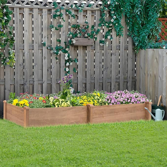 Raised Garden Bed Without Legs 8x2Ft ft Large Elevated Wood Planter Box for Vegetables Flowers Herbs and Succulents（Brown）