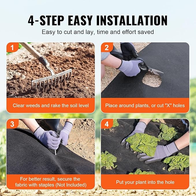 Weed Barrier Fabric Non Woven Geotextile Fabric Under Gravel Driveway Landscape Heavy Duty Weed Barrier(1mx50m)