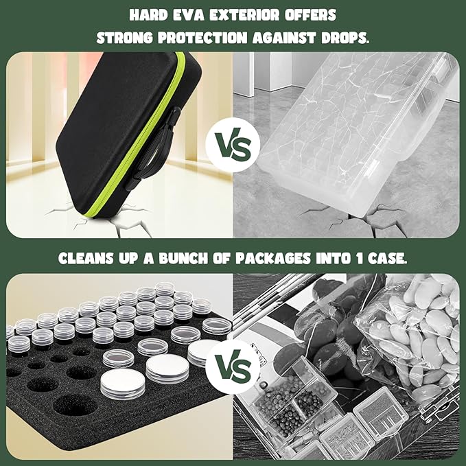 ProCase 41 Slots Seed Storage Organizer Sorter Box Sturdy Seed Bank Saving Kit Container for Garden Vegetable Plant Flower Seed Keeper Set with Label Stickers Funnel 3 Size of Bottles 1 oz 3 oz 5 oz