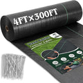 HongWay 4FT x 300FT Weed Barrier Landscape Fabric Heavy Duty Weed Control Garden Cloth with 120 U-Shaped Securing Pegs Woven Weed Blocker Fabric Ground Cover for Garden Beds Commercial Driveway