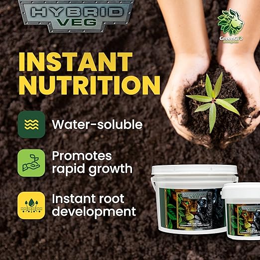 GreenGro Hybrid Veg Water-Soluble Fertilizer for Plants Highly Concentrated Liquid Plant Food for Indoor &amp Outdoor Gardens 12-12-12 6lb
