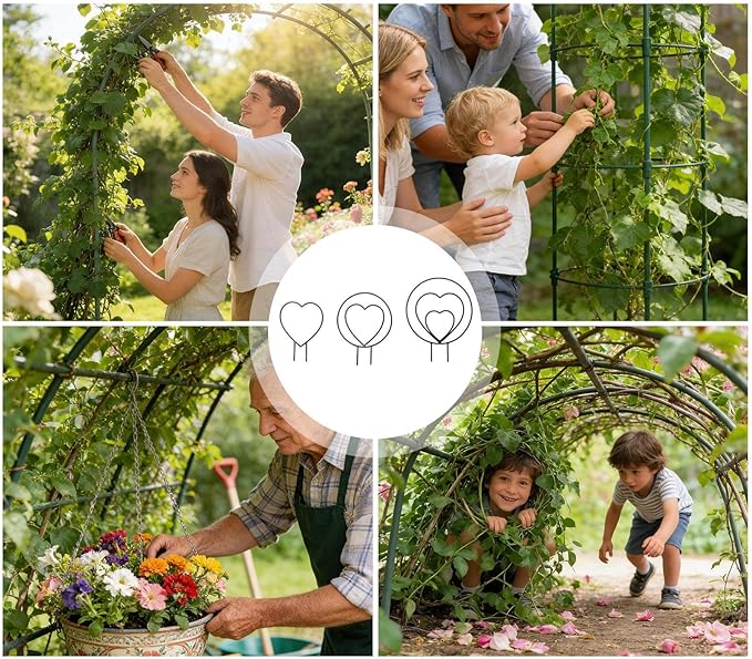 Trellis for Potted Plants - Metal Vine Support | Small Garden Trellis | for Family Beginner Home Gardening Pairing Indoor House Wedding Vegetable