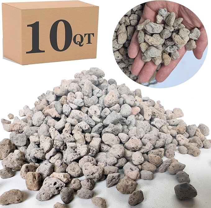 Garden Pumice Rock Horticultural Cactus Bonsai Succulent Soil Additive for Plants Landscaping Vase Fillers (1/2 inch 10QT)