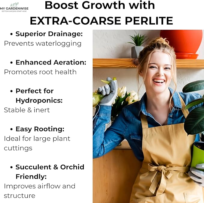 Perlite for Plants Extra Coarse Grade 4 Horticultural Perlite Organic Perlite for Gardening Indoor &amp Outdoor Made in USA (30 quarts)