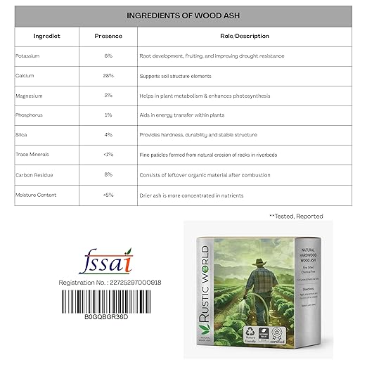 Natural Wood Ash Fertilizer for Plants – Organic Soil Amendment for Garden Lawn Compost Indoor Outdoor Plants Potassium Rich Plant Nutrients