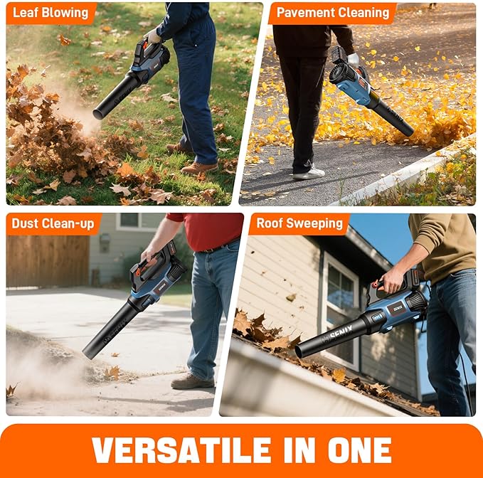 SENIX 20V Max Leaf Blower Cordless Brushless Handheld Up to 350 CFM and 80 MPH 2 Speed Mode Cruise Control Lightweight 4.0 Ah Battery and Charger Included (BLAX2-M)
