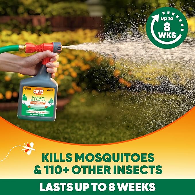 OFF! Backyard Bug Control Yard Pretreat Hose End Sprayer Kills and Repels Insects Covers up to 16000 Square Feet Outdoor Use 32 Ounce (Pack of 2)